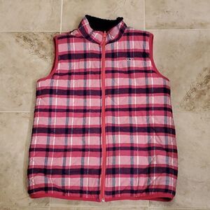 Girl Vineyards Vines plaid and sherpa fleece reversible vest
